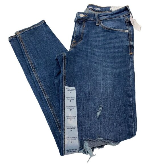 Old Navy Rockstar Super Skinny Womens Jeans Size 4 Blue Denim Distressed Style - Picture 1 of 4